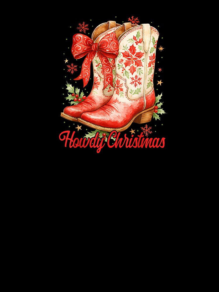 Howdy Christmas Family Pajamas Coquette Bow Cowgirl Boots by grumpzara
