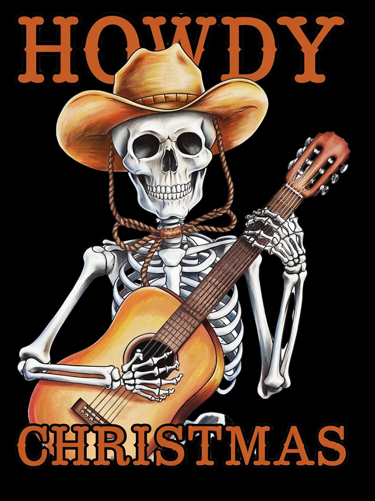 Howdy Christmas Western Cowboy SKELETON STICKER by inkfluenceart