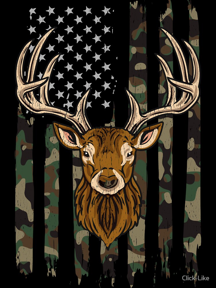 Deer Hunting American Camouflage USA Flag by Click-Like