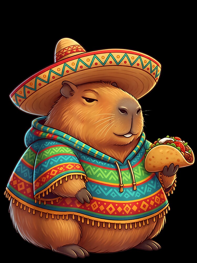 Funny Capybara Cinco De Mayo Fiesta Sombrero Taco Mexican Art for Men Women Kids , Capybara Gift Lover by DZIRI NAJAT