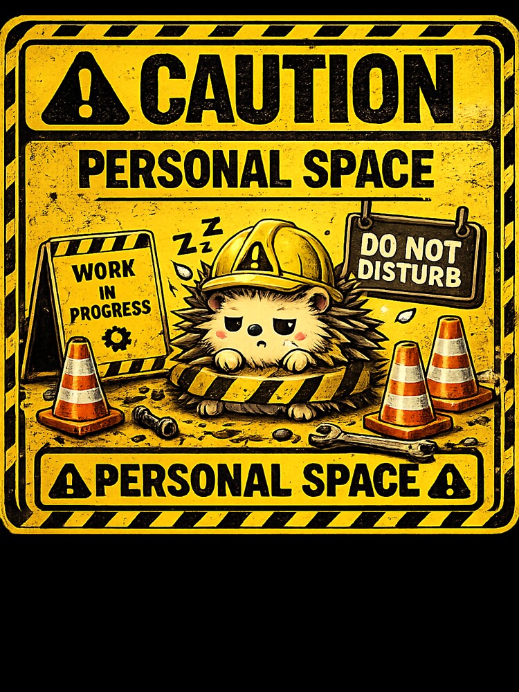 Caution: Personal Space | Funny Introvert Warning Sticker & T-Shirt by FuzzDrive