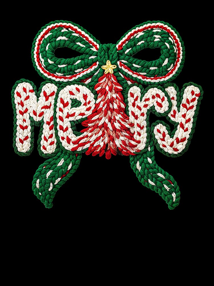 Yarn Crochet Coquette Merry Christmas Floral by DusyaIlyinishna
