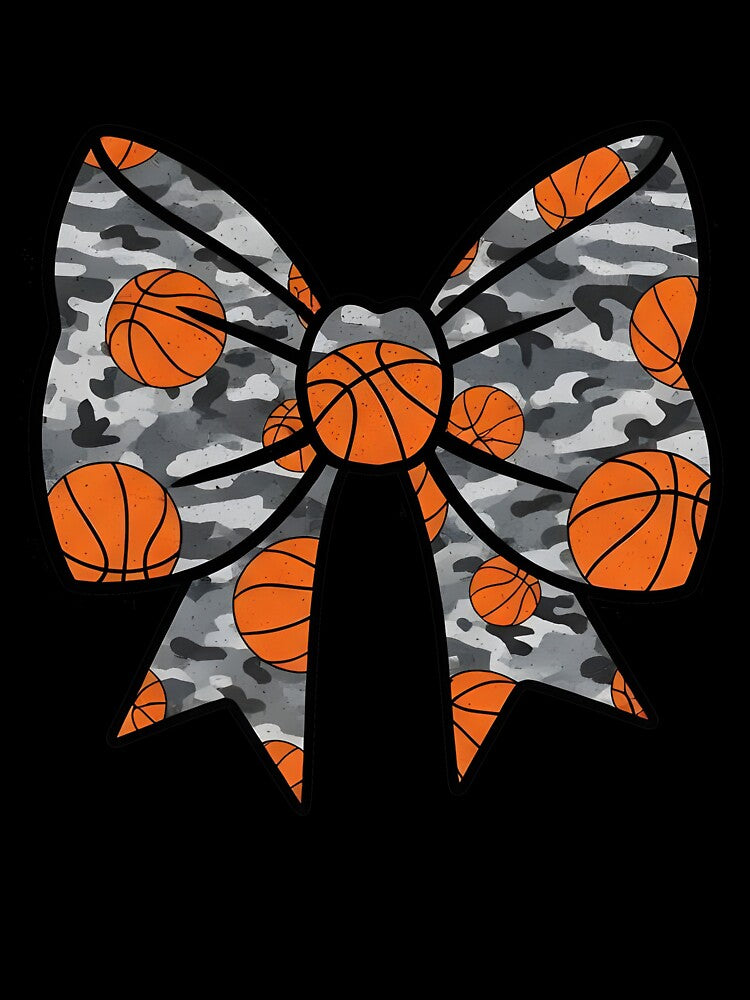 Camo Basketball Bow Basketball Game Day Coquette by KroghDs