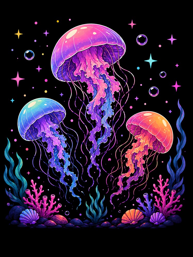 Colorful Jellyfish Ocean Sea Life Underwater Fantasy Marine Life by Tbenghali