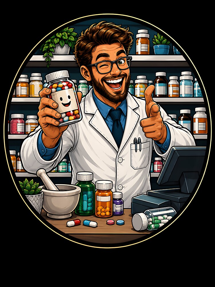 Pharmacy Pill Bottle Medicine Funny Pharmacist by Tbenghali