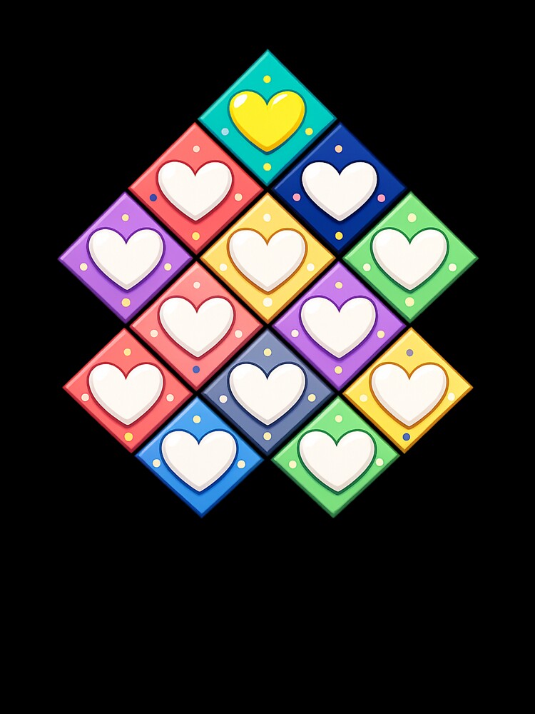 Colorful Game Heart Sticker – Rainbow Tile Grid by SoftSproutstu