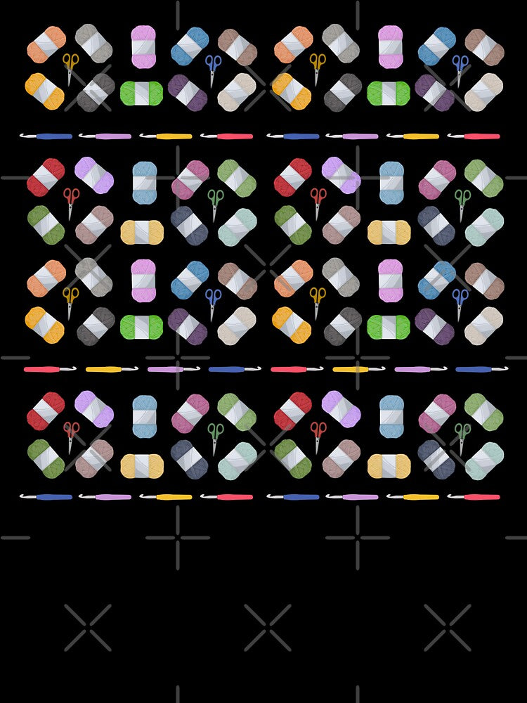 Colorful Yarn & Crochet Tools Pattern – Craft Lover Design by Vibe Check Central