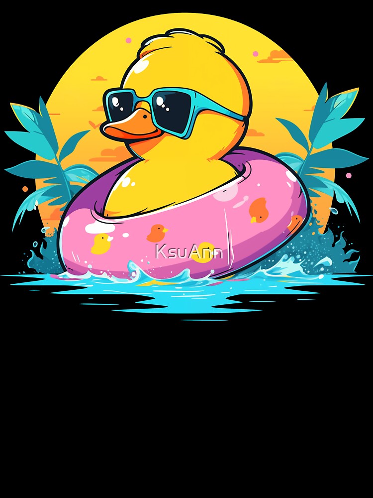 Cool Retro Yellow Duck in Sunglasses 70s 80s Funny Duck by KsuAnn