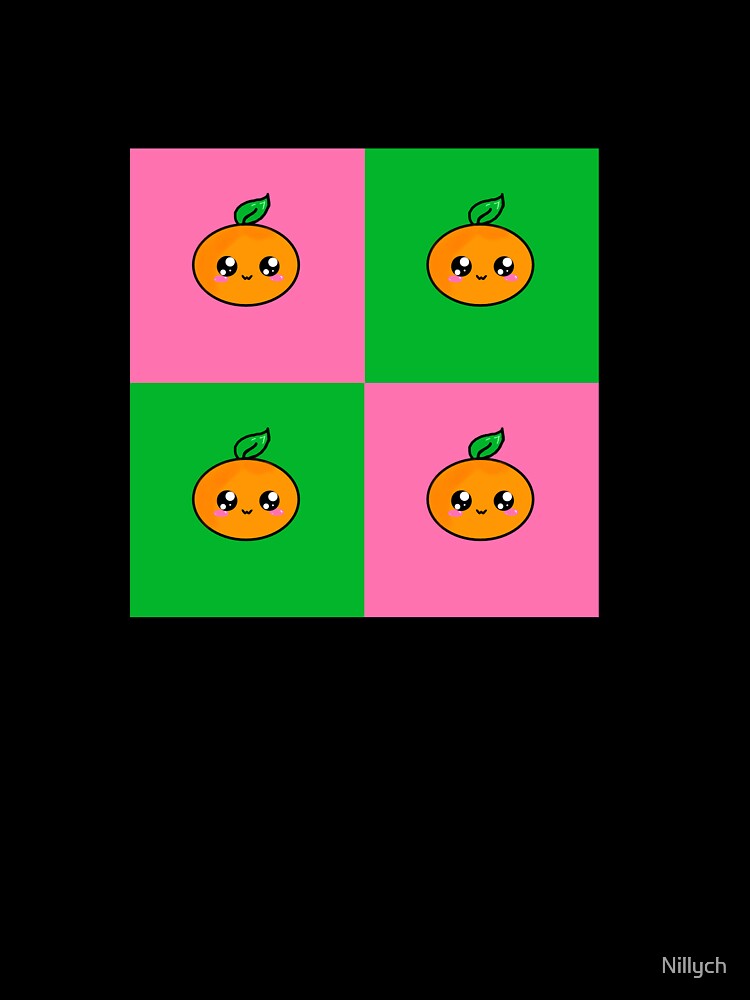 Kawaii Orange Design - 4 Symmetrical Oranges by Nillych