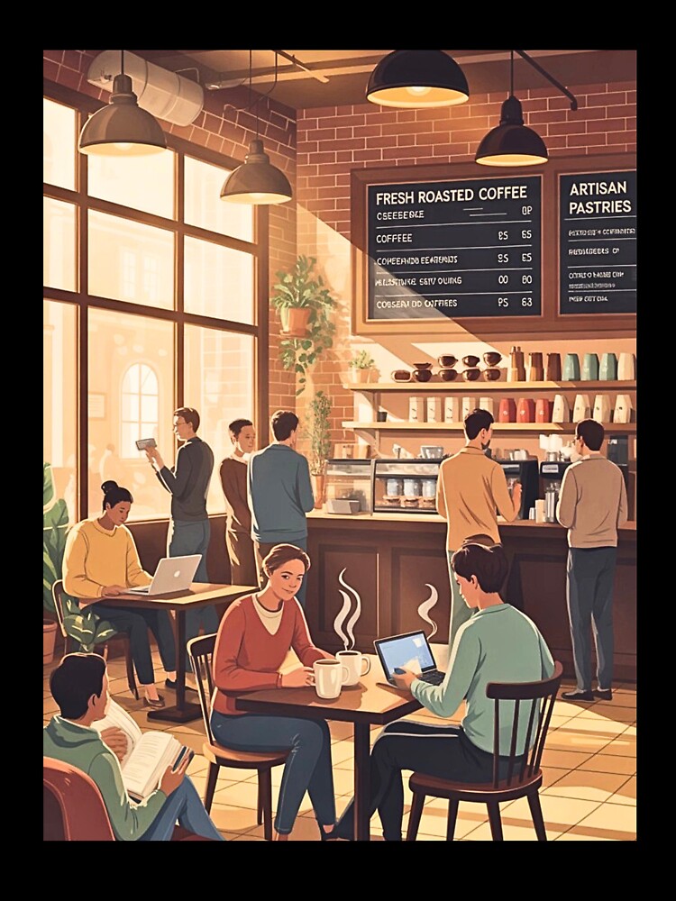 Coffeeshop With People Sitting In Themor Standing By Them by Echo Aesthetics