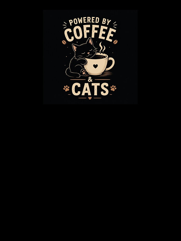 Powered by Coffee & Cats Cute Black Cat Coffee Lover Retro Vintage Design by AmongWorld