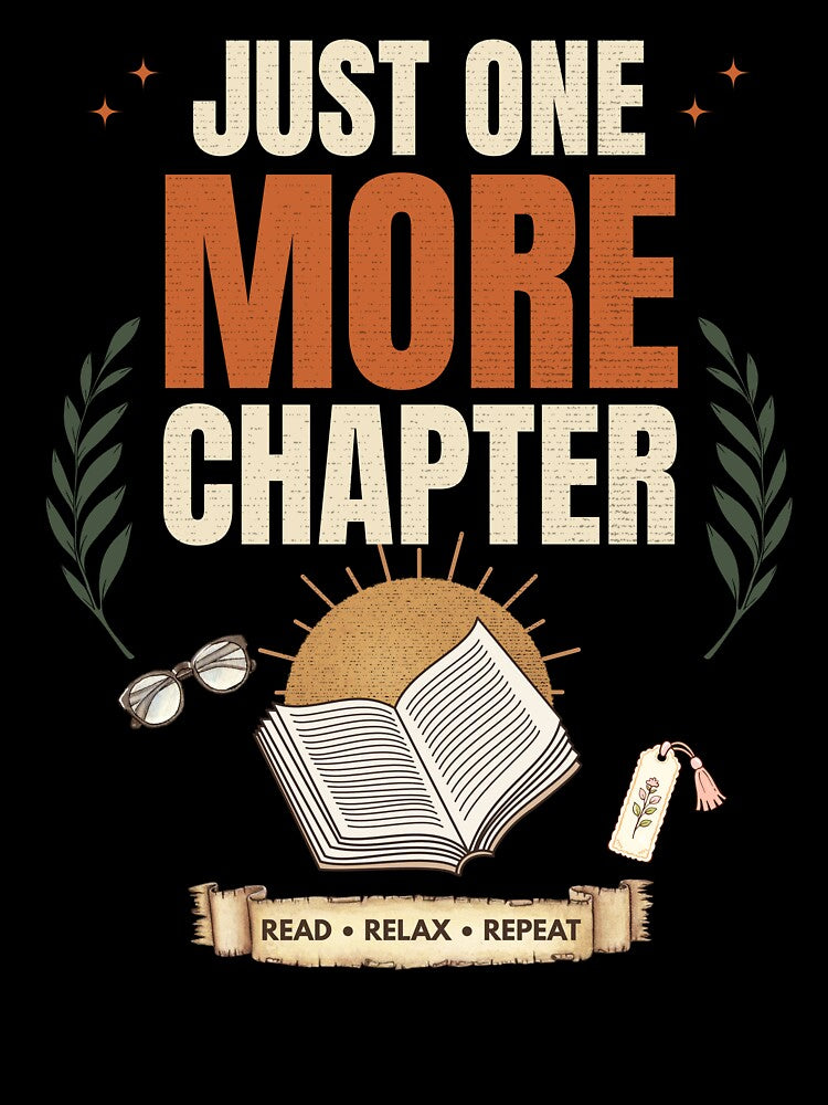 Just One More Chapter Vintage Book Lover Reading Design by Uvclick