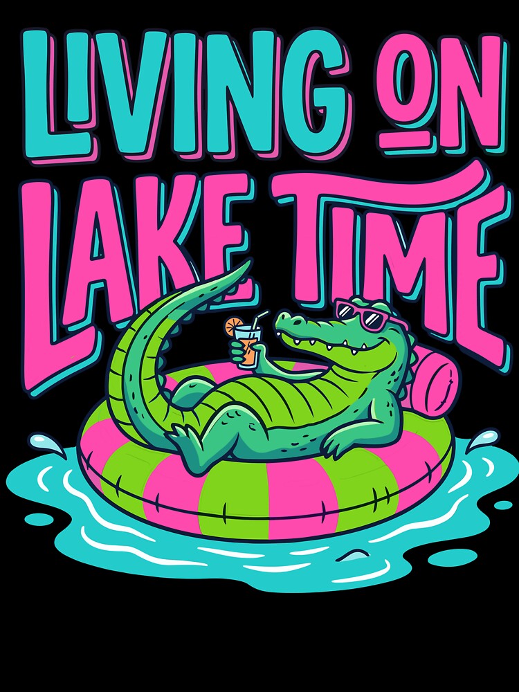 Living On Lake Time Funny Alligator Inner Tube by KroghDs