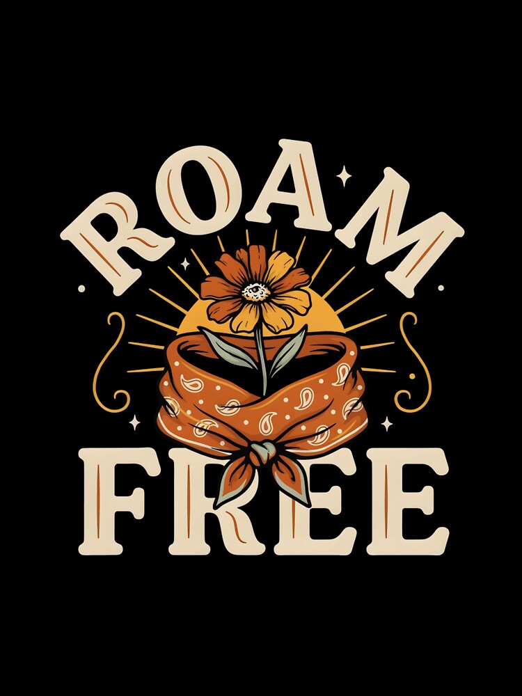 Roam Free T Shirt, Western Boho Shirt, Vintage Bandana Style Tee, Free Spirit Gift by Daily Mood Tees