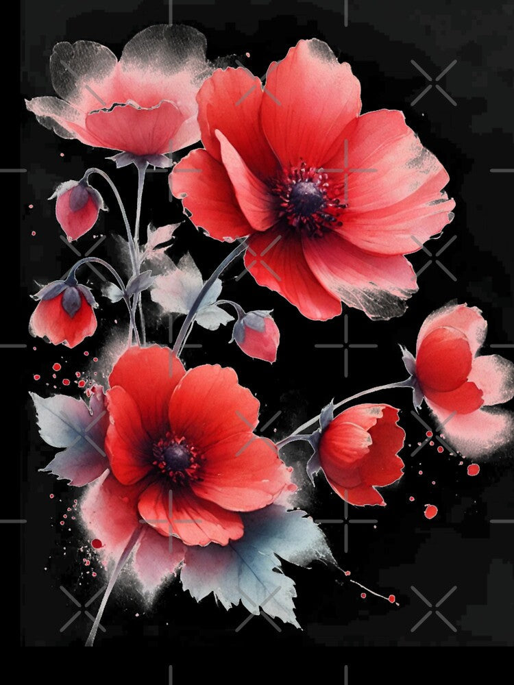Red Poppies Flowers watercolor by Monika Howarth Unisex