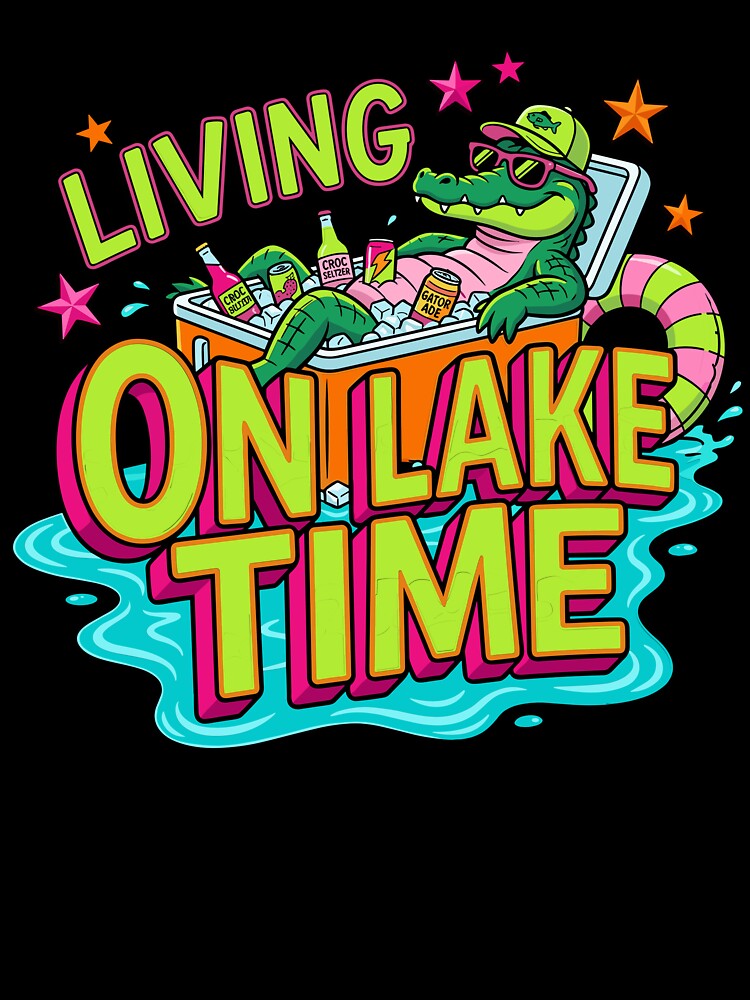 Living On Lake Time Funny Alligator Cooler by KroghDs