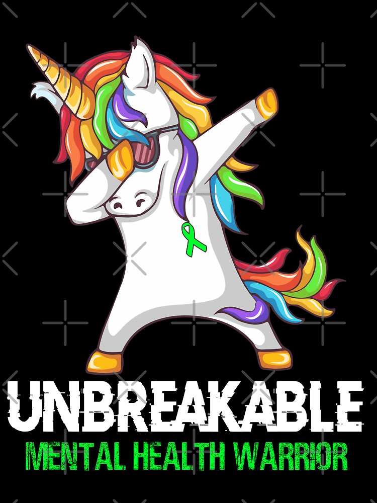 Mental Health Awareness - Unicorn Mental Health Warrior Ribbon UNBREAKABLE by Fernandezf