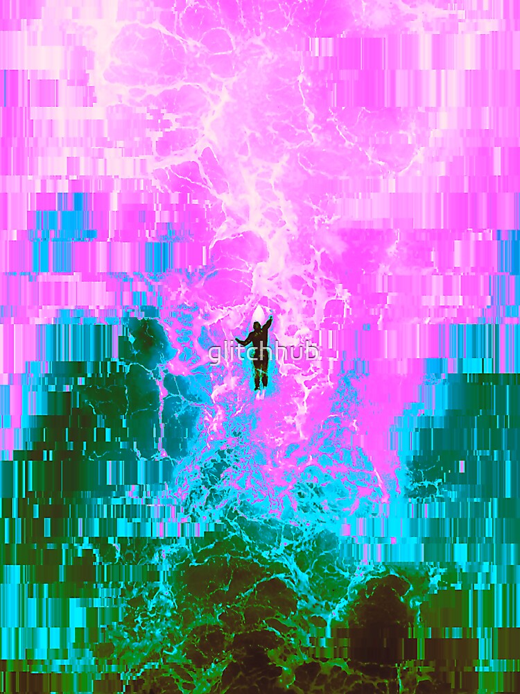 Surfer in the Ocean Glitch Art by glitchhub