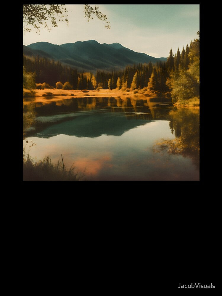 Vintage Lake Landscape with Mountains and Forest by JacobVisuals