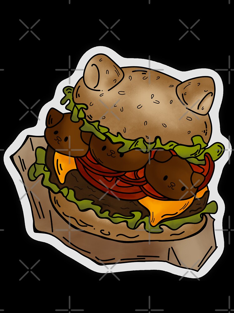 Caturger – Cute Kawaii Cat Burger | Funny Food Lover Illustration by Juuls-Art