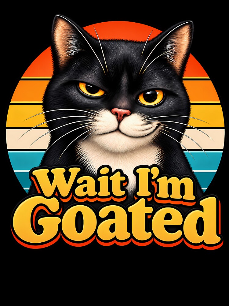 Wait I'm Goated - Funny Black Cat Meme Retro by RetroOddity