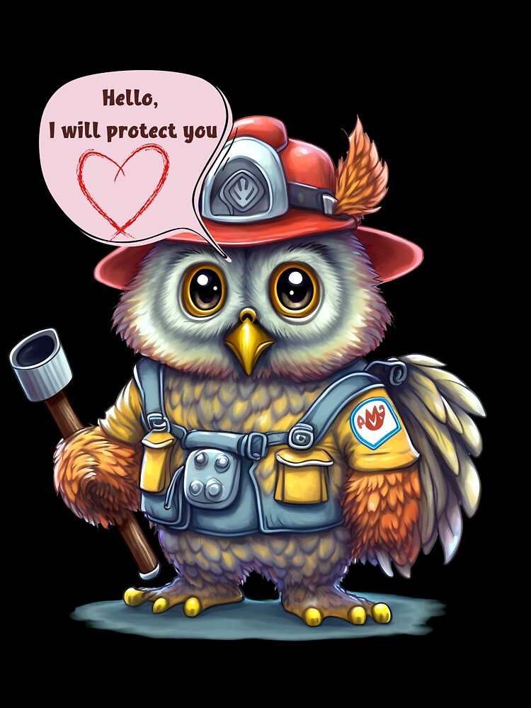 Firefighter, i will protect you, owl by HarriPaloma