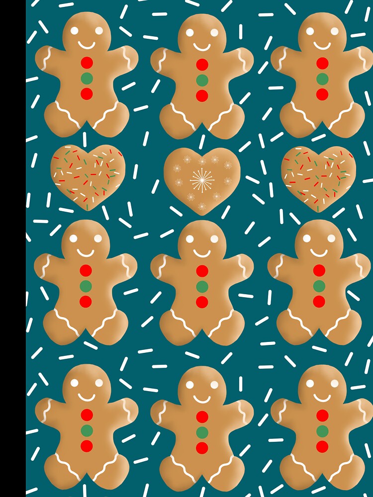 Gingerbread Cookies and Sprinkles on Teal by MarcyBrennanArt