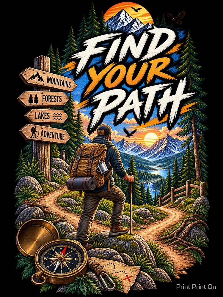 Find Your Path Mountain Hiking Adventure by Print Print On