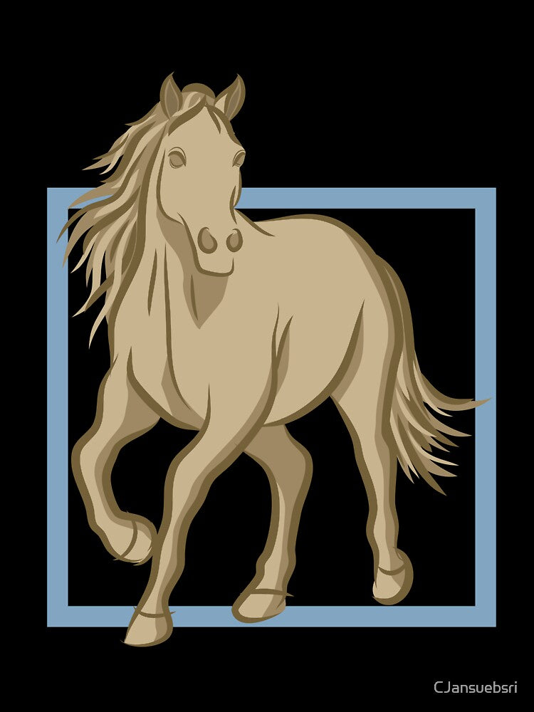 Horse, Minimalist Line Art Drawing of Horse by CJansuebsri