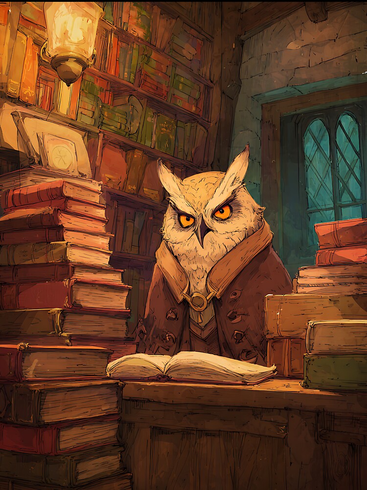 Cottagecore Art: Owl's Antique Bookstore by bapupa