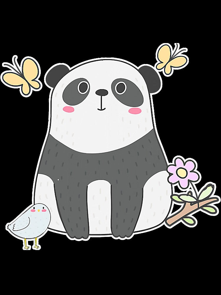 Cute Panda With Bird Bird Watching by unassertive19