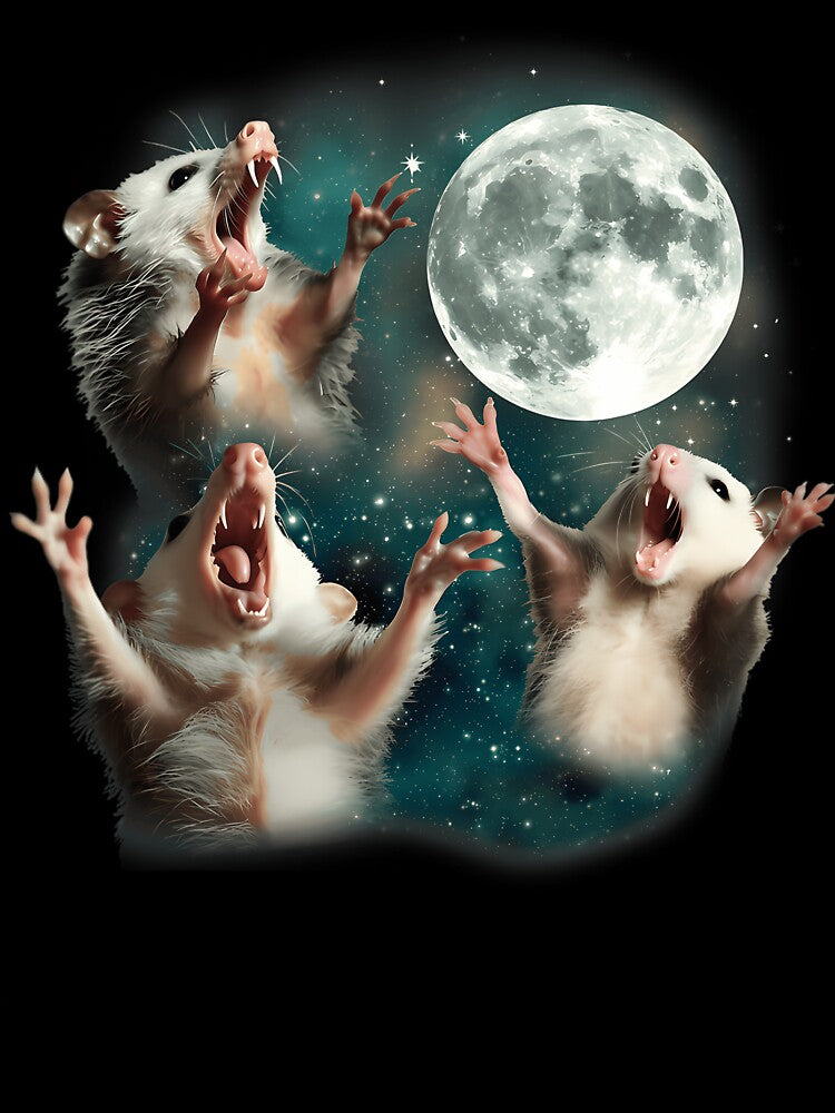 Three Possum Moon  3 Opossum Funny Weird Cursed Meme by boakwraydex