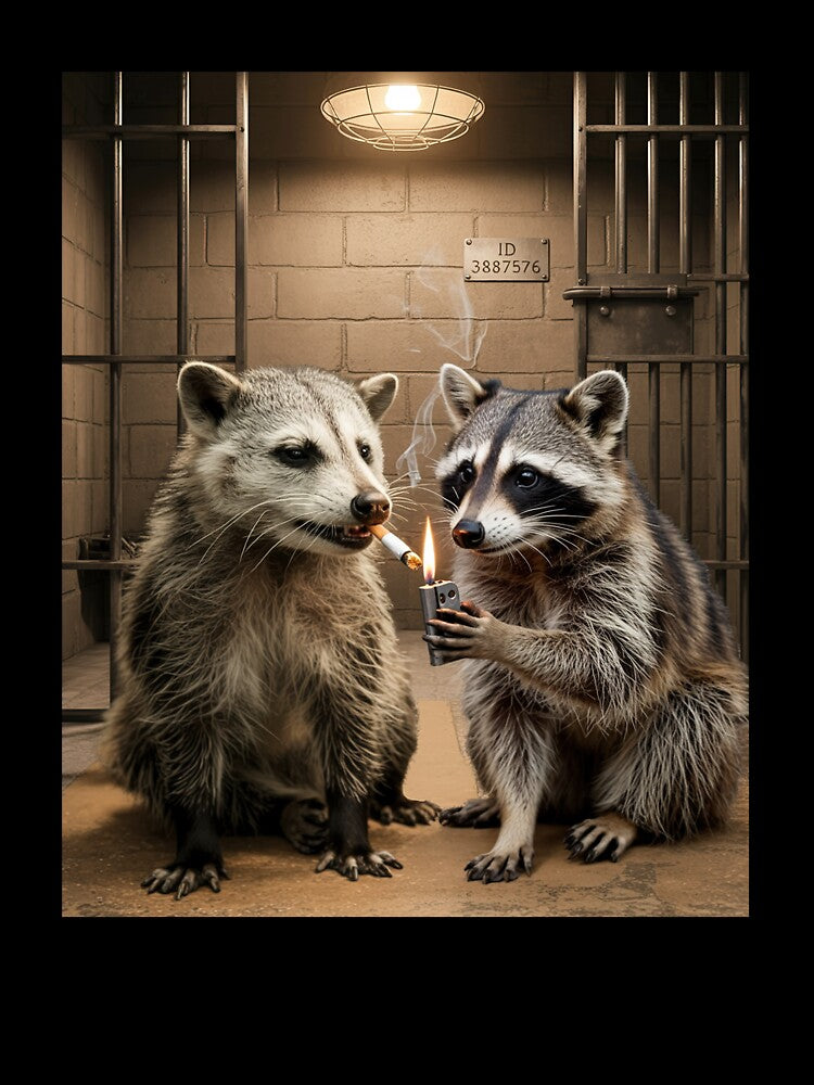 Raccoon and Opossum Smoking Cigarette Funny Meme by studio-ssaam