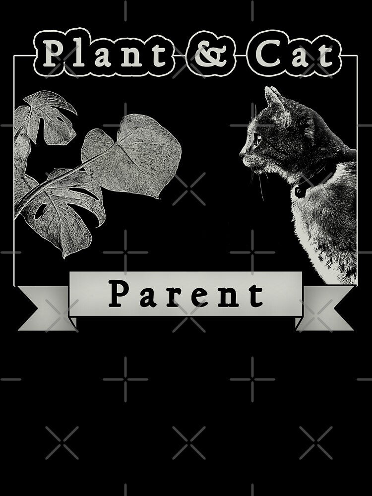 Plant and Cat Parent, with Monstera Deliciosa and Cat at Night by Akvauter