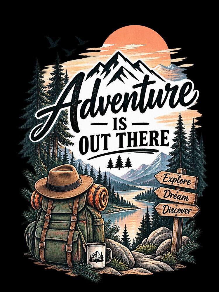 Adventure Is Out There Hiking Mountains by JANAWIYSTUDIO