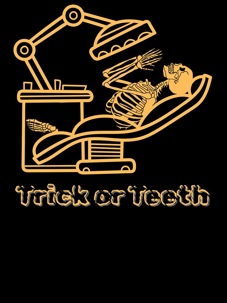 Trick or Teeth Happy Skeleton at the dentist Helloween by PatiCreate