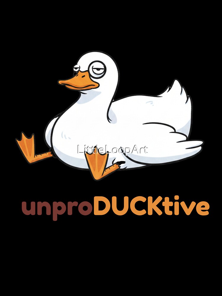 UnproDUCKtive Duck – Funny Lazy Duck Pun Illustration by LittleLoopArt