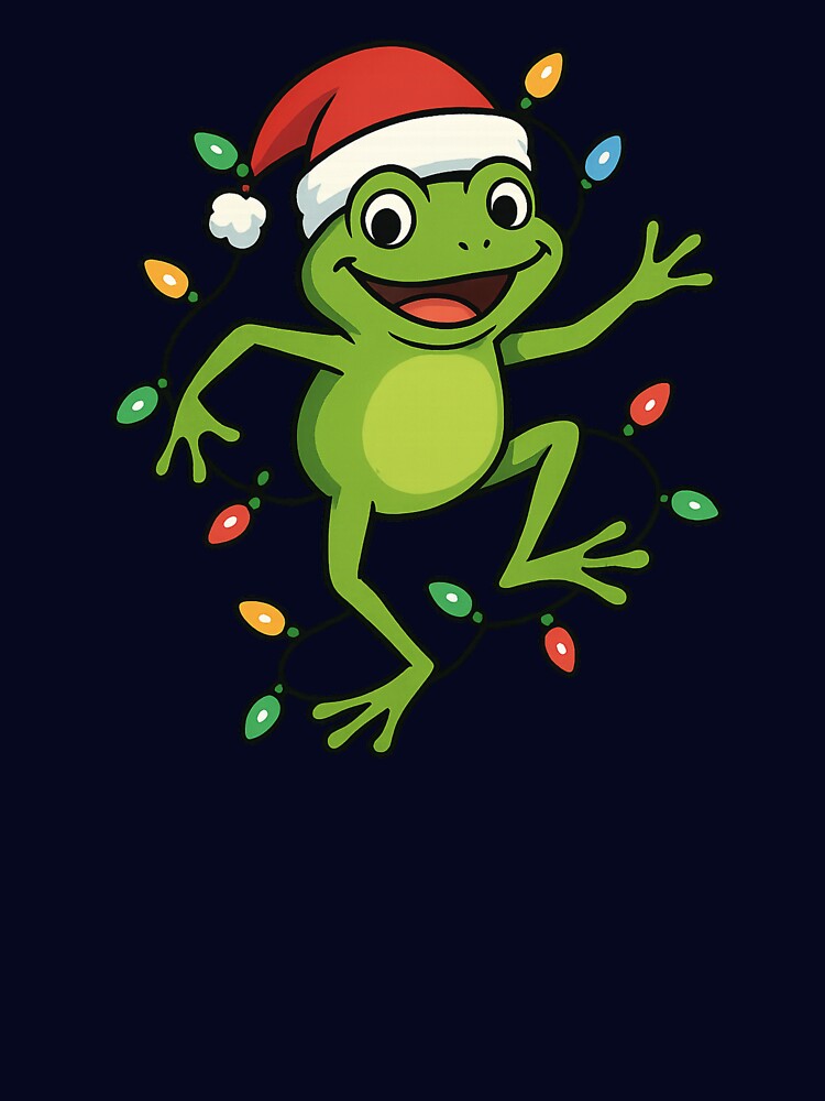 Santa Frog Party – Dancing Christmas Frog with Santa Hat by Trendora Studio