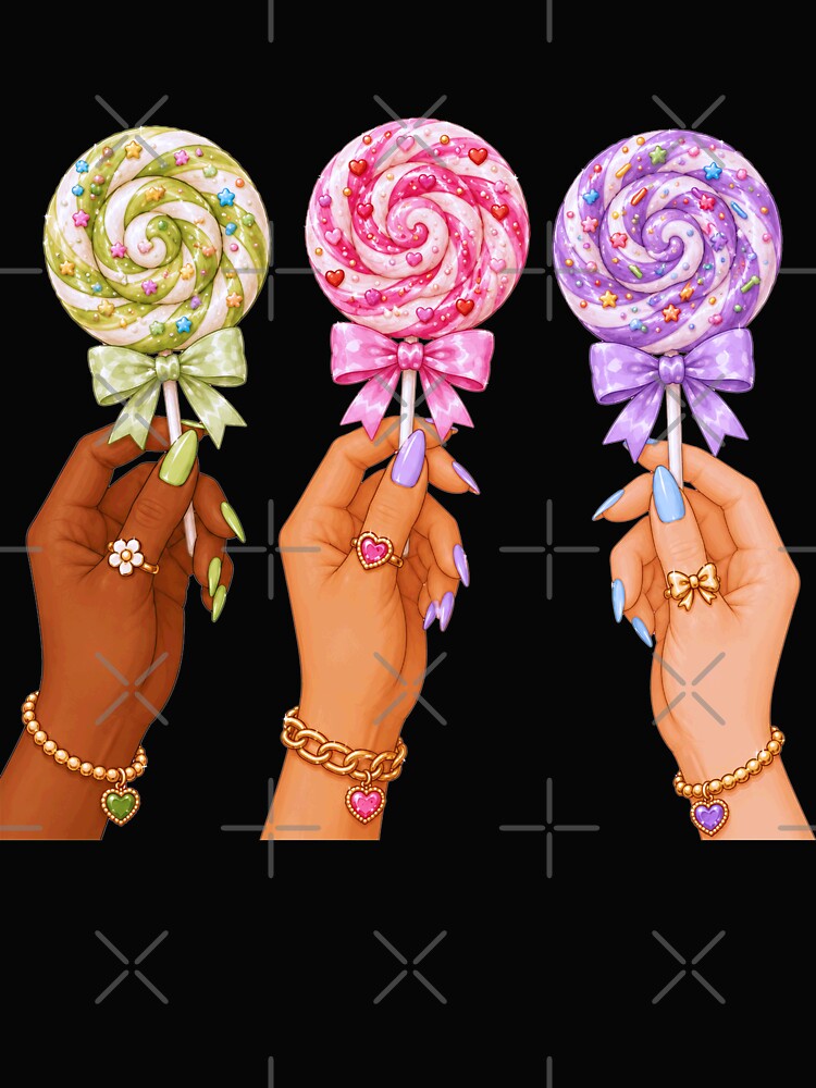 Hands Holding Swirl Lollipops Candy Illustration by DjFreeq