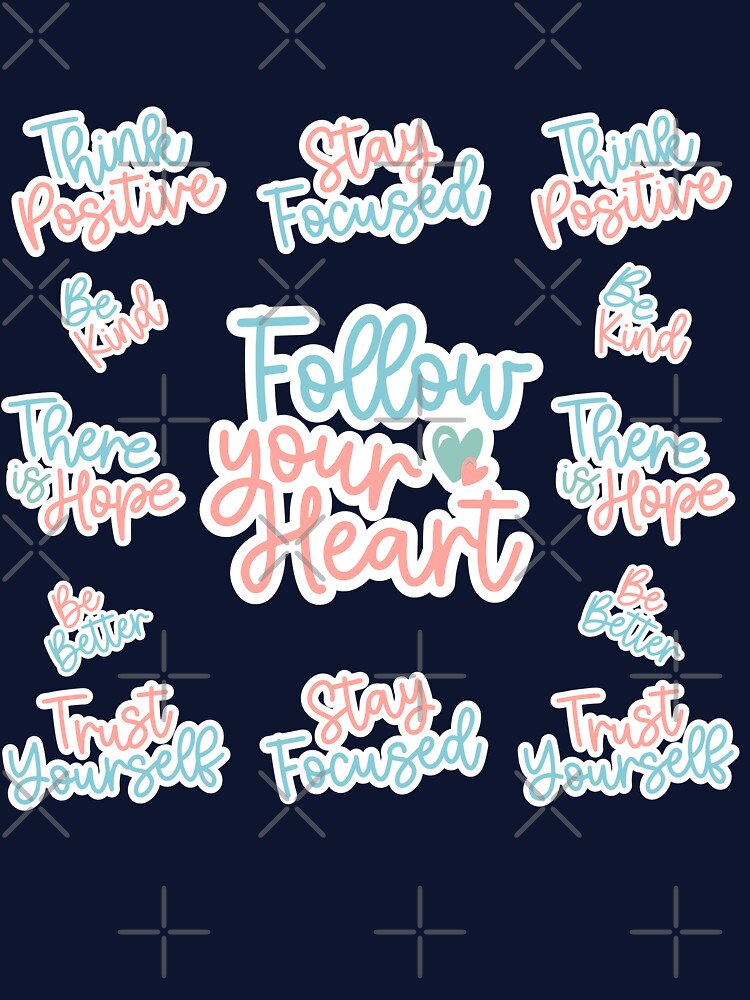Follow Your Heart Inspirational Positive Words Stickers/ Motivate Your Day/ Stay Focused/ Positive Affirmation Teen Girl Decor by KingdomKubs