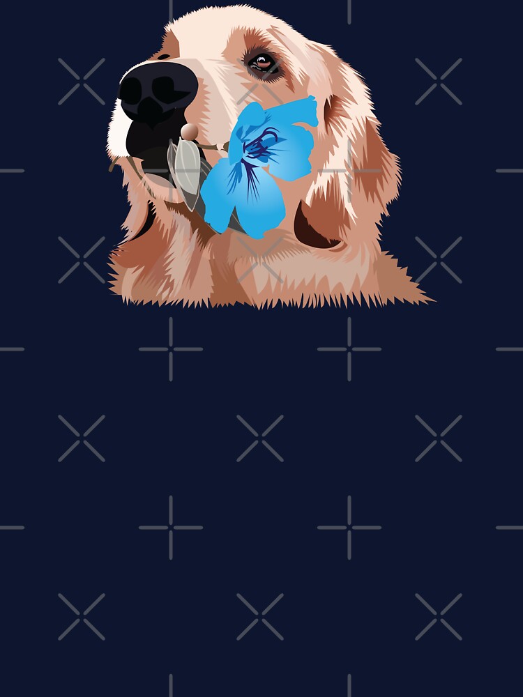 Golden Retriever with a Blue Flower by KCPetPortraits