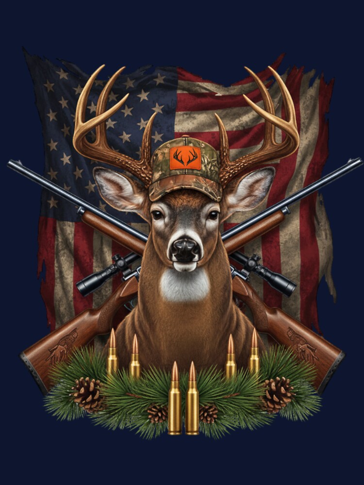 American Hunter Whitetail Buck - 3D Velvet Embroidery Style by SHK-Designs