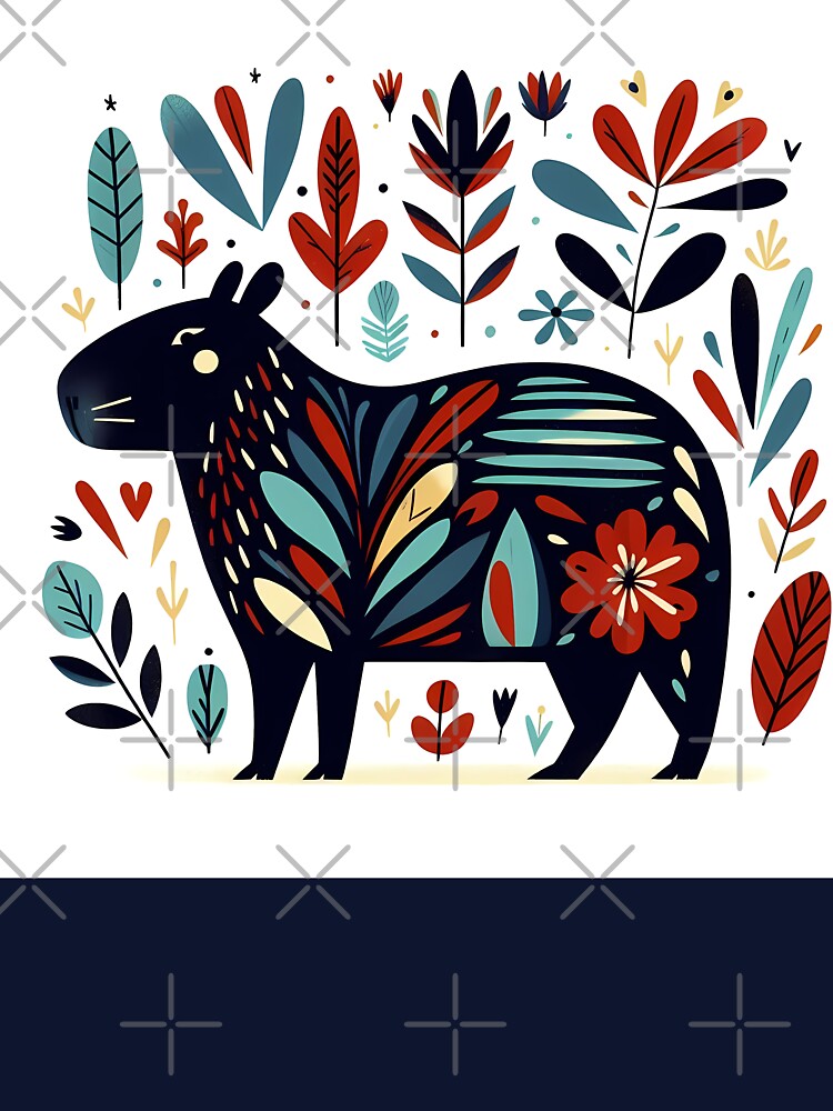 Cute Patterned Capybara - Scandinavian Folk Art by heidiannemorris © by FOLK ART FUSION