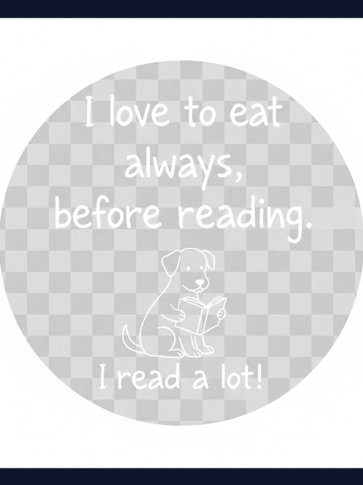 I Love to Eat and Read – Cute Dog with Book – Minimalist White Line Art by Studiocolors