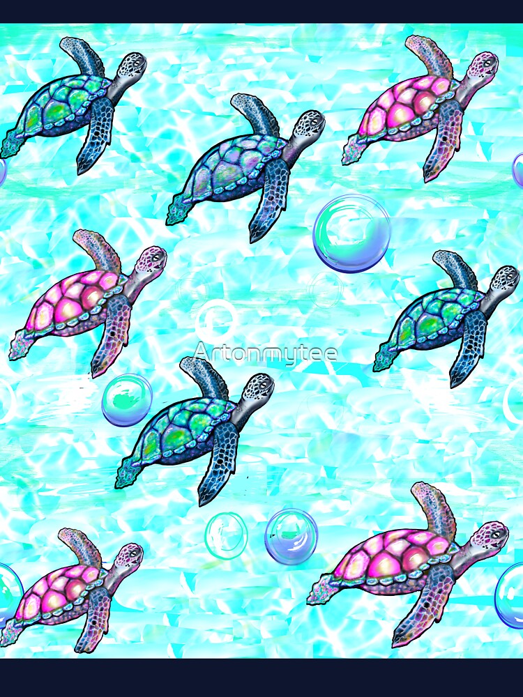 Sea Turtle Ocean Aesthetic  - vibrant coastal sea marine life by Artonmytee