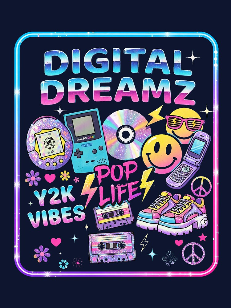 Digital Dreamz Y2K Aesthetic Vintage 2000s Pop Life Retro Design by Vibe-Vary