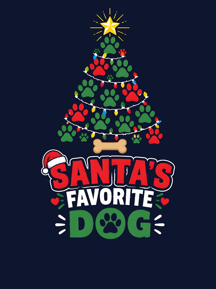 Santa's Favorite Dog Paw Print Christmas Tree Design by LiviuGligoros