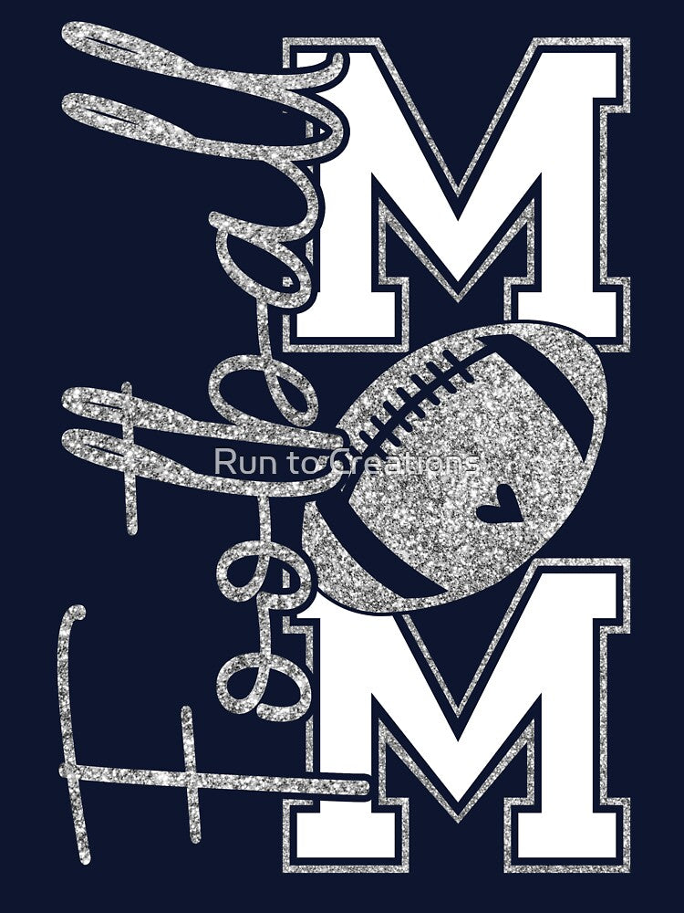 Football Mom Game Day Gift - Funny Silver Glitter Football Design by Run to Creations