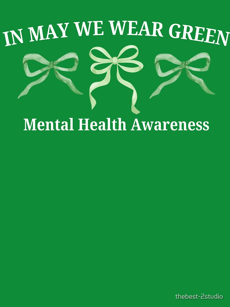 In May We Wear Green Mental Health Awareness Green Bow Coquette by thebest-2studio
