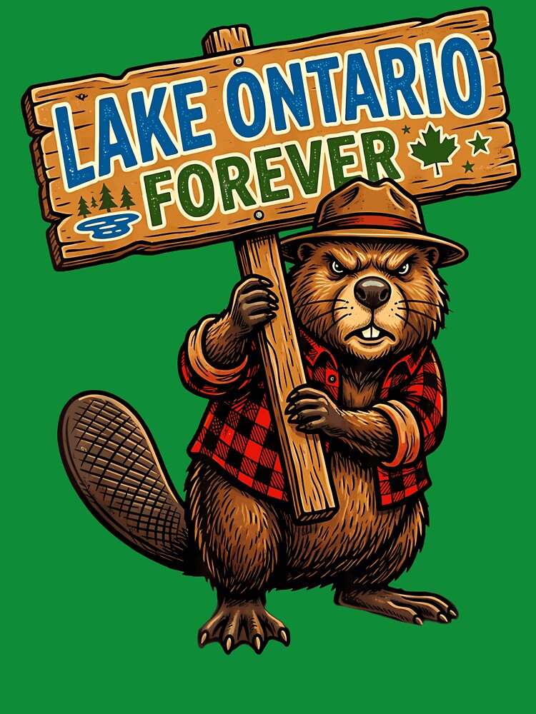 Lake Ontario Forever Beaver Lumberjack Plaid Shirt Sign Fan Apparel by slmfams